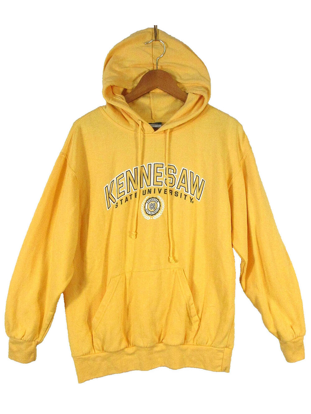 MV Sport Mens Kennesaw State University Collegiate Hoodie Pockets Size L Yellow